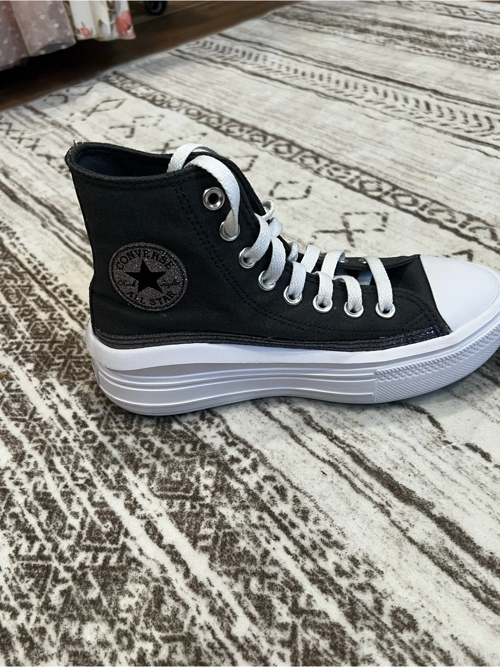 Converse Kids Black and White High-Top Platform Sneakers